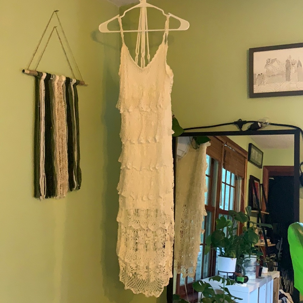 White crocheted dress size M
